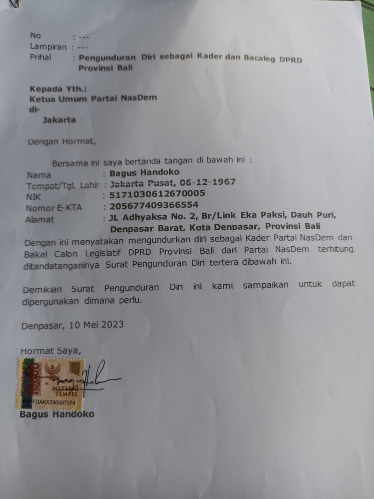 Gelombang Tsunami undur diri Landa Nasdem Kota Denpasar