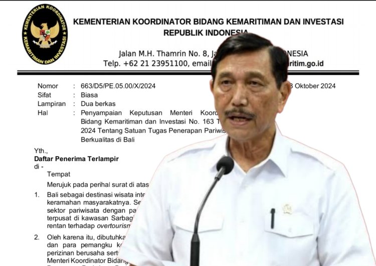 Luhut Bentuk Satgas untuk Wujudkan Pariwisata Berkualitas di Bali, Ini Fokus dan Tugas Utamanya