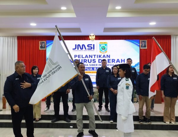 Valentino Wanma Resmi Pimpin JMSI Papua Barat, Teguh Santosa Tekankan Profesionalisme Media Siber