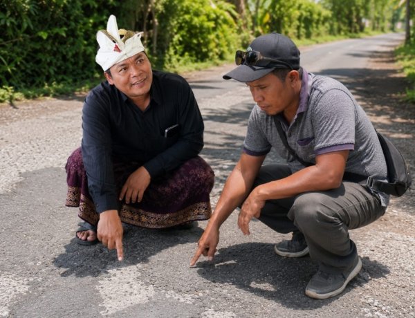 20 Tahun Jalan Gulinten Rusak, Warga Iuran Semen Jalan, Pajak Wisata Puluhan Juta