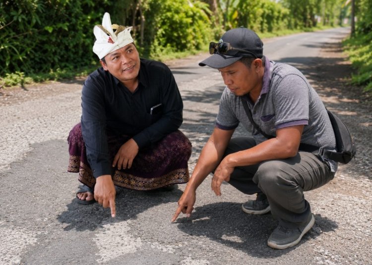 20 Tahun Jalan Gulinten Rusak, Warga Iuran Semen Jalan, Pajak Wisata Puluhan Juta